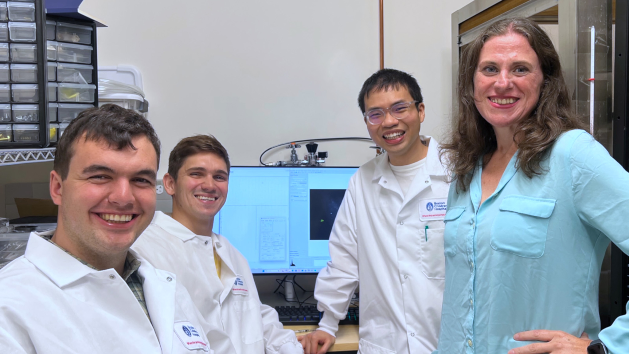 Dr. Emily Osterweil and her research team at Harvard Medical School studying Fragile X syndrome using human-derived brain models