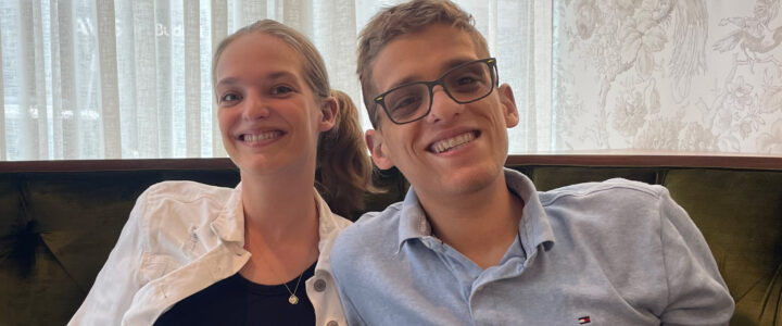 Donate to FRAXA Research Foundation Jason Mazzola and his sister enjoying a meal together, highlighting new levels of independence made possible through Fragile X research.