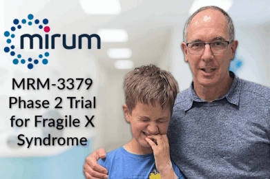 Dr. Gary Feldman, Principal Investigator for the MRM-3379 Phase 2 clinical trial at the Irvine, California site, standing with an individual with Fragile X syndrome.